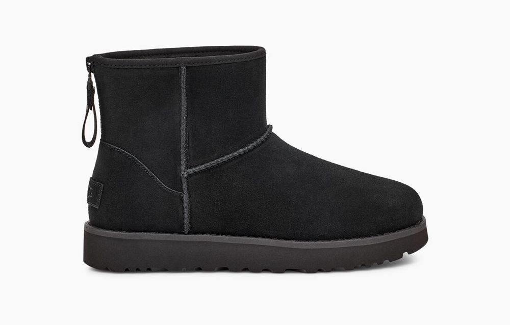 Ugg Classic Mini Logo Zip - Womens Mini Boots - Black - NZ (7103SEPTM)